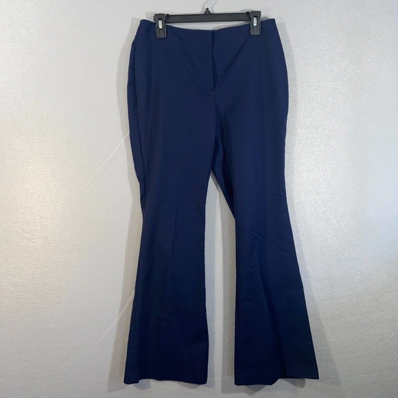 Chicos Pants Womens 0.5 Blue Dark Pockets High Waisted Flared Business Casual - Picture 1 of 14